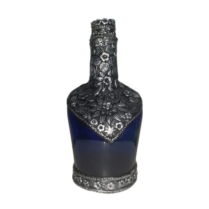 Antique blue glass decorative  bottle art 1