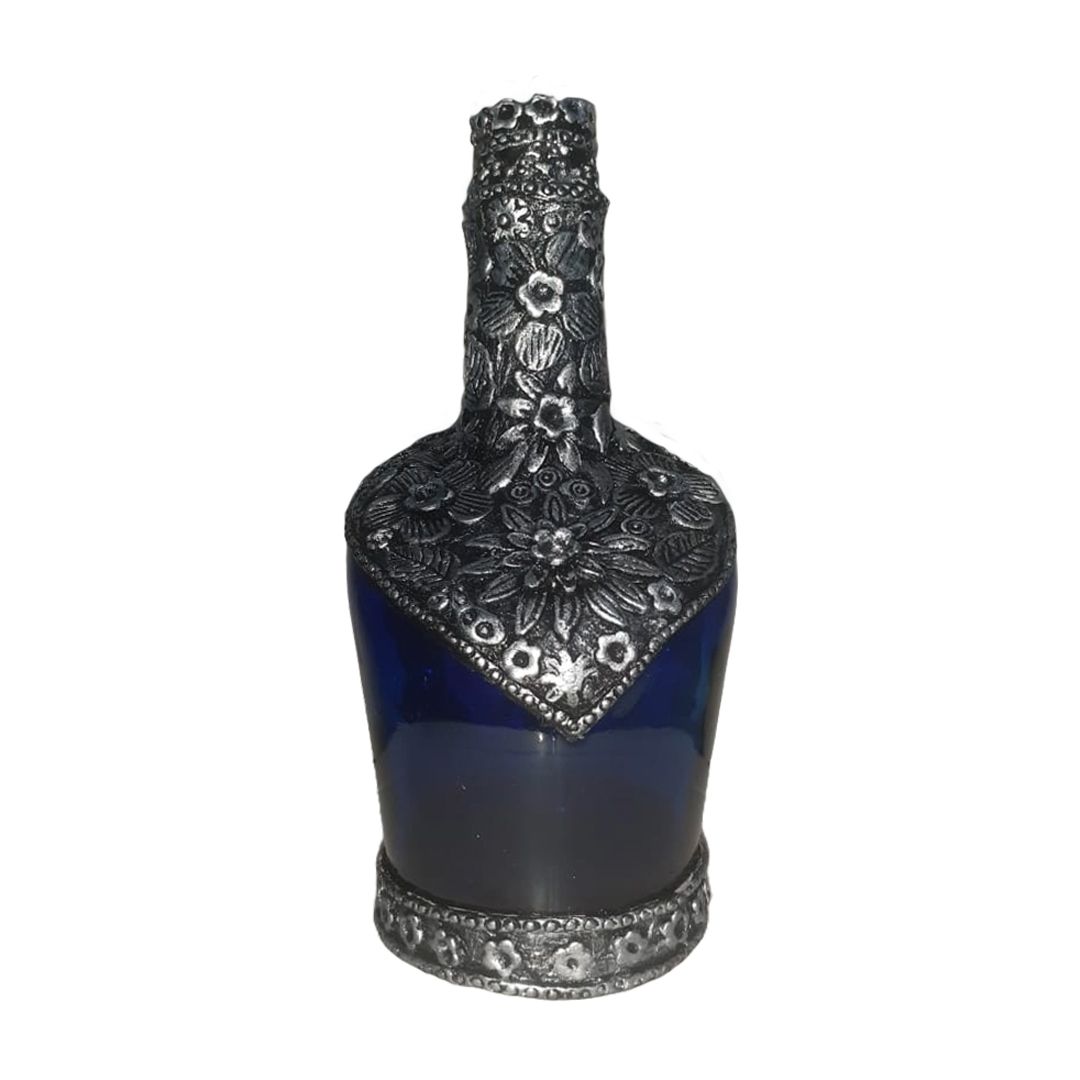 Antique blue glass decorative bottle art 1
