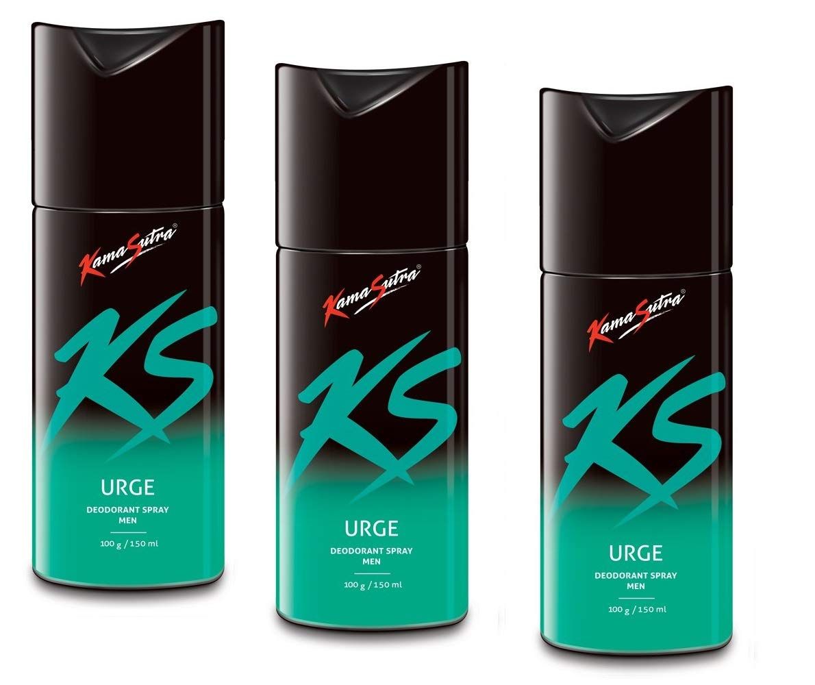 KAMA SUTRA Deodorant Body Spray For Men, 150 Ml - Urge, Pack of 3