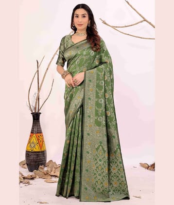 Today Deal Silk Woven Saree With Unstitched Blouse Piece ( Red )