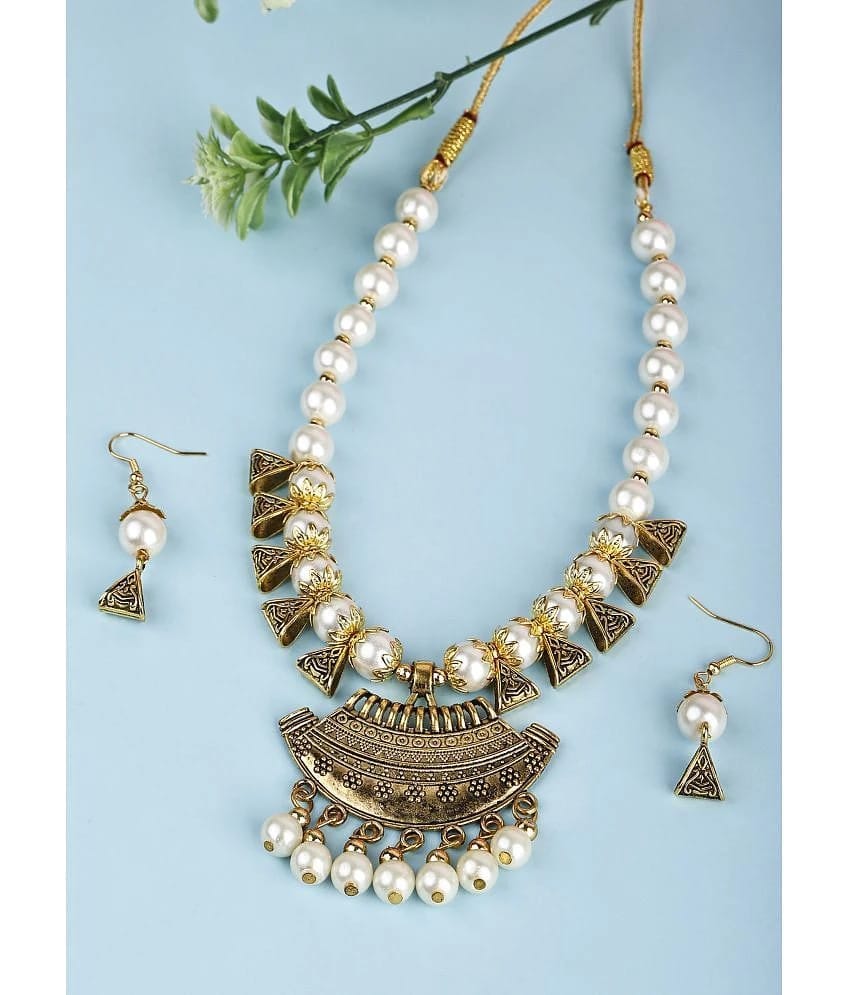 Sunhari Jewels White Alloy Necklace Set ( Pack of 1 ) - White