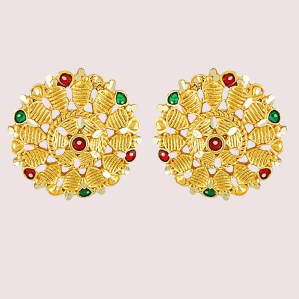 Pack of 2 Gold Finish Traditional Earrings Set for Women - Earrings | Buy online on ZillyBuy
