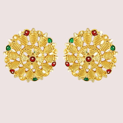 Pack of 2 Gold Finish Traditional Earrings Set for Women