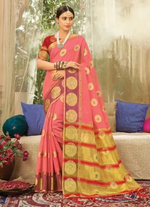 Peach Organza Saree