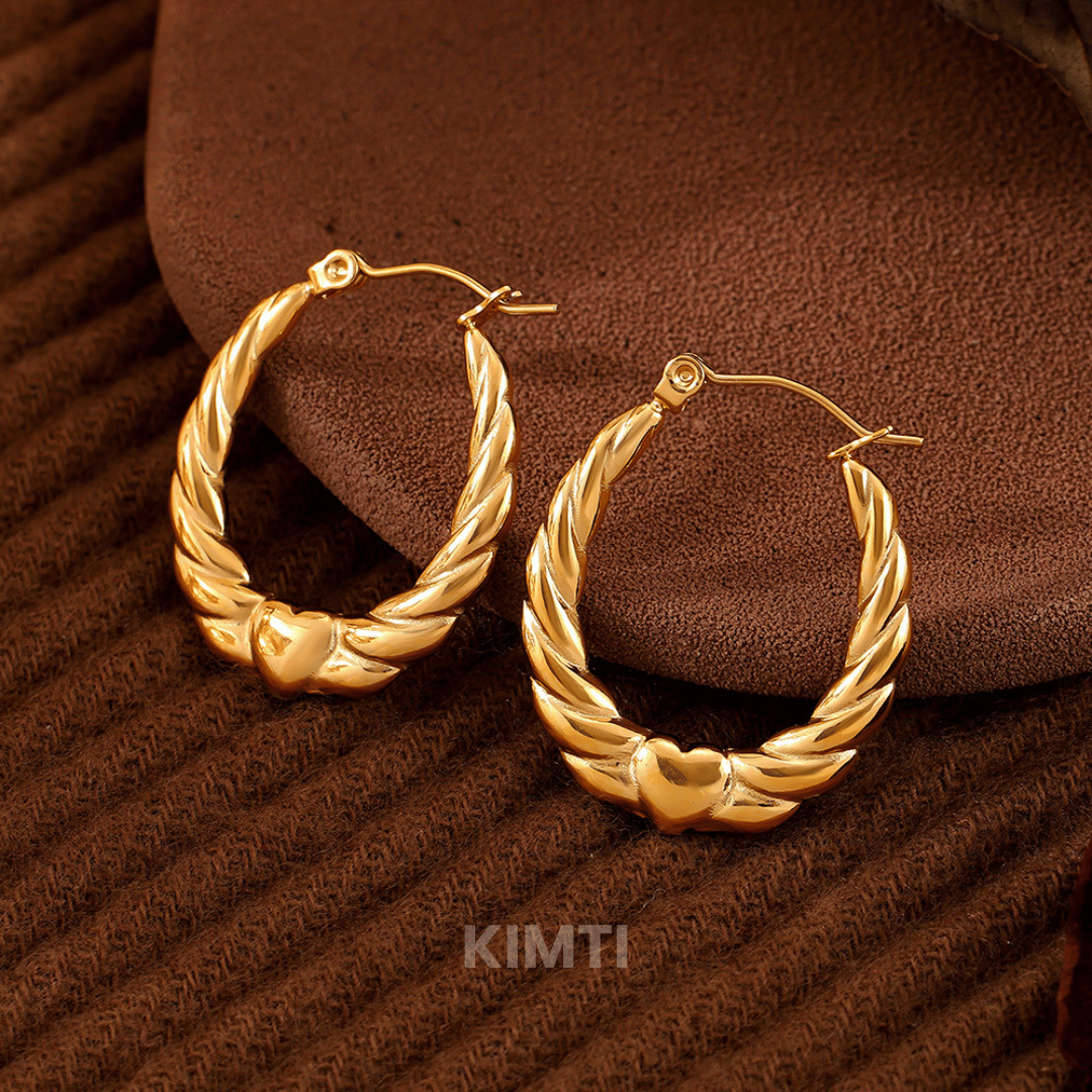 Anti Tarnish Spiral Heart Hoop Earring