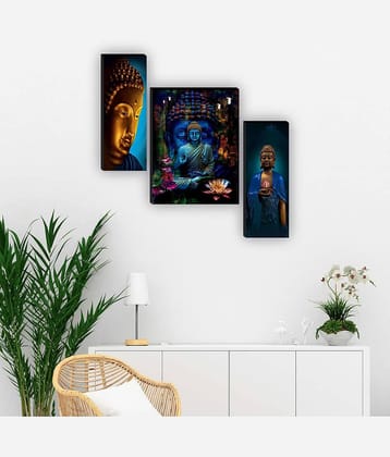 Saf Lord Gautam Buddha Ji Religious Wall Hanging Painting With Frame