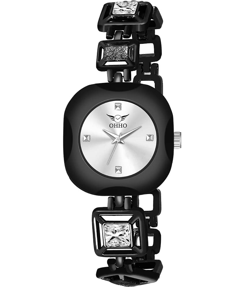 OHHO - Black Metal Analog Womens Watch