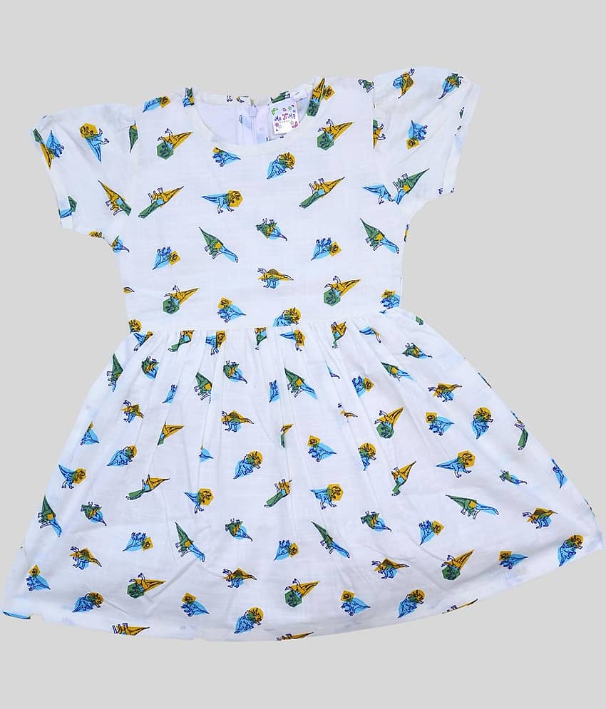 Me N My CLOSET Baby Girls 100% Cotton Frocks ( White )