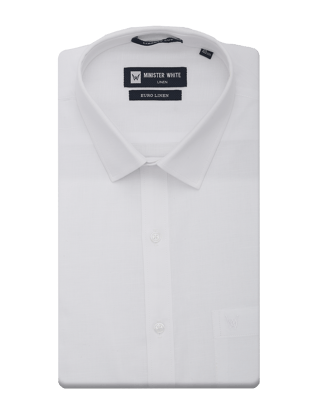 Mens Cotton Linen White Regular Fit Shirt Euro Linen-36 / F/S