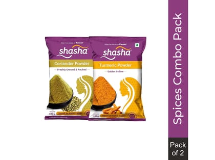 Shasha Combo Pack of 2 - Haldi, Dhaniya Powder (Each 100g)