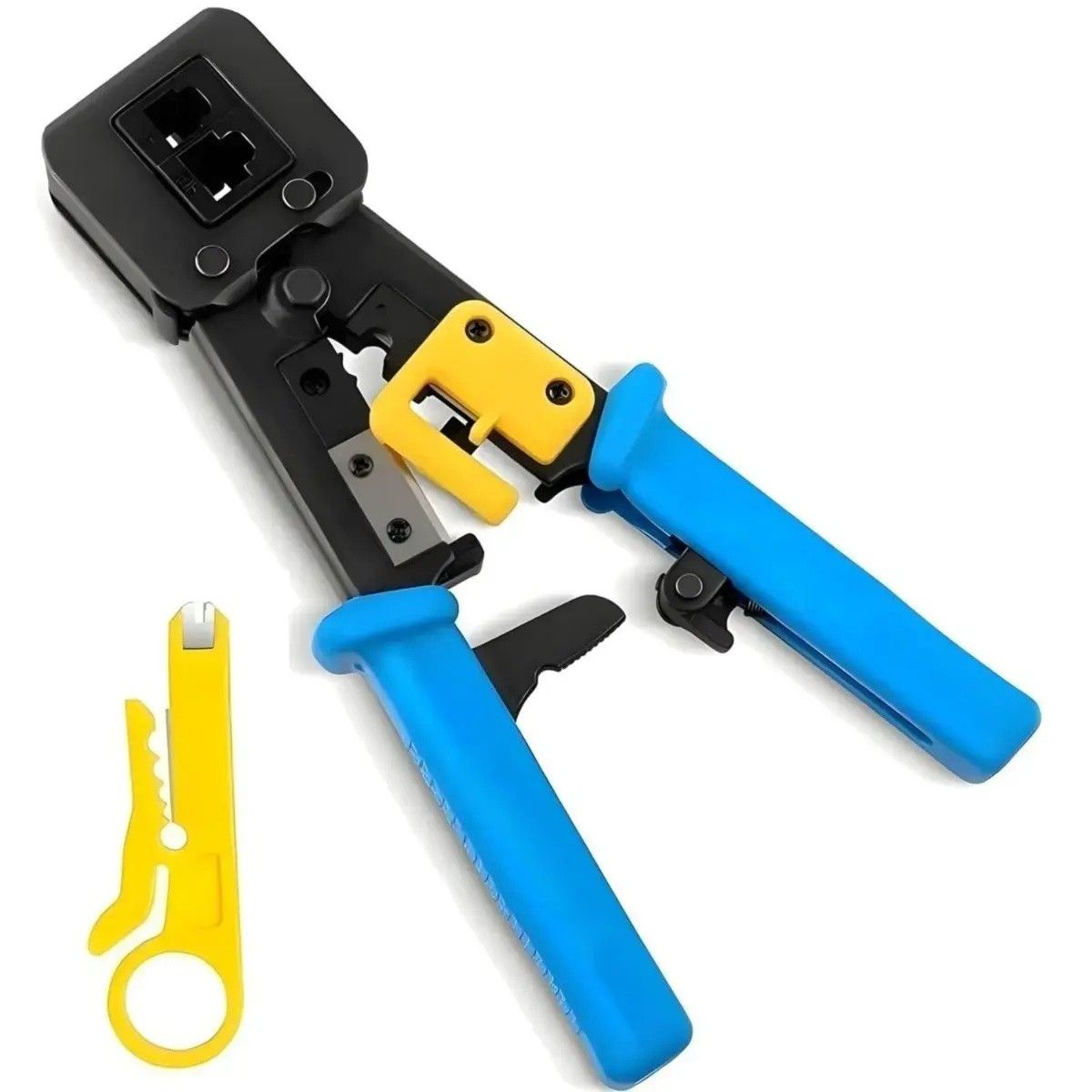 BUYFLUX Professional RJ45 Crimp Pass-Through Cat5 Cat5e Cat6 Heavy Duty Crimping Tool with Cable stripper