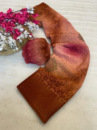 georgette saree with dobby border spray print