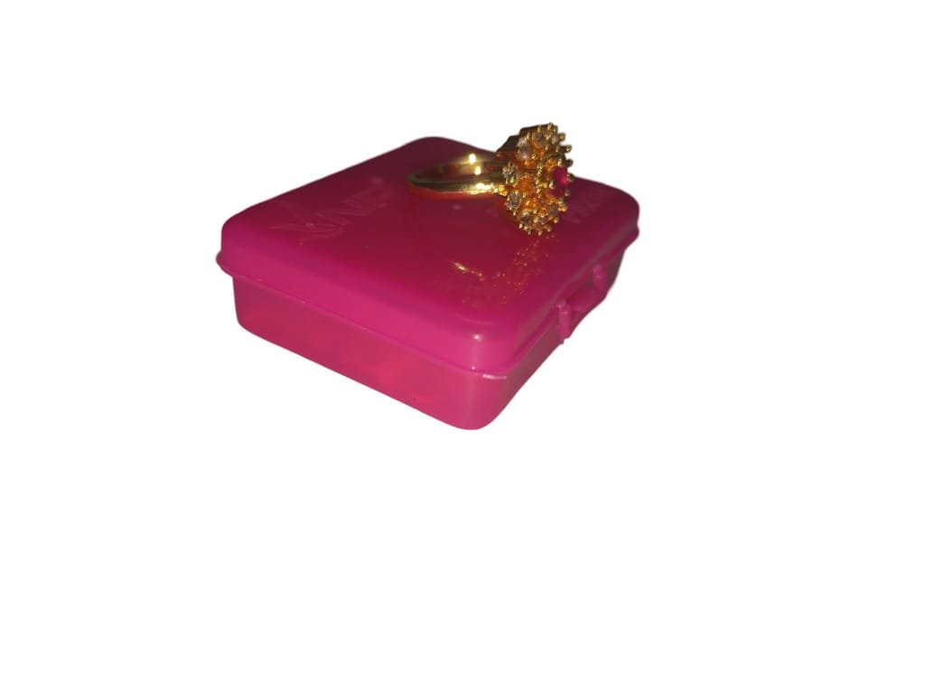 Gold Plated Traditional Indian Ring with Ruby and Cubic Zirconia Stones