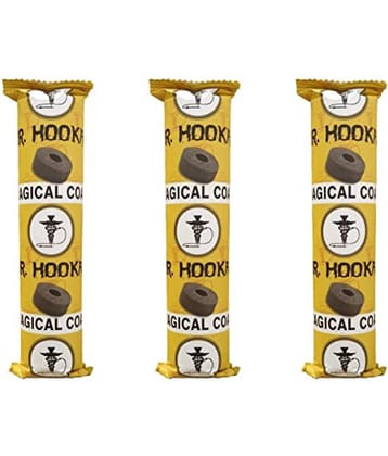 PUFF SMART Mr Hookah Coconut Charcoal Magic Coal for Hookah Shisha Pack of 3 Rolls (Grey, Yellow, 30 Pcs Disk)
