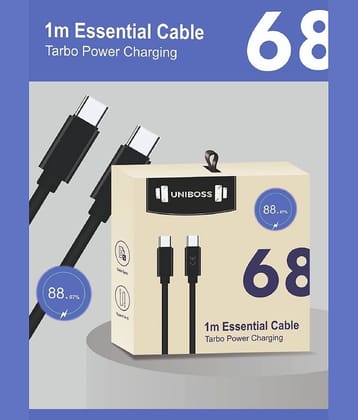 UniBoss 68 Watt Type C to C Certified Fast Charging Cable 1 m USB Type C Cable  (Compatible with Moto Edge 60/ 50/ 40/ 30/ Fusion /Neo/razr/g05/g85/g45/g64/g84 /g62, Black)