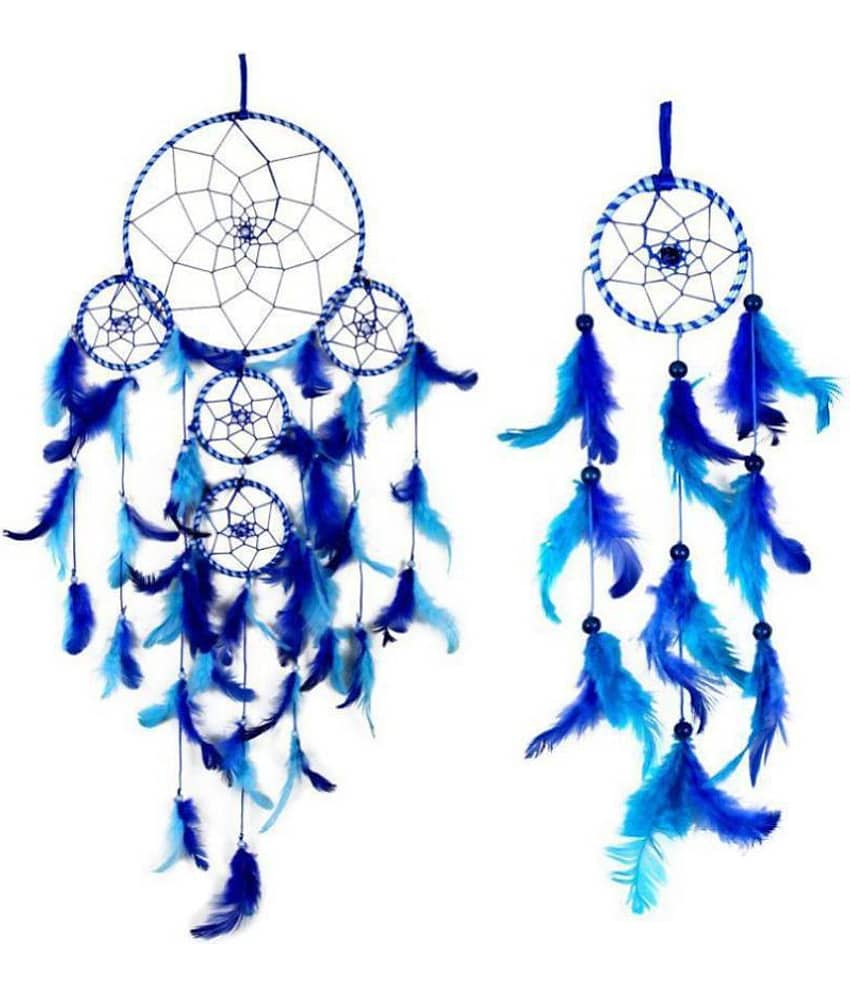 Lucky Traders Feather Blue Dream Catcher - Pack of 2 ( X cms )