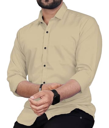 Apektra Cotton Blend Slim Fit Solids Full Sleeves Men's Casual Shirt - Beige ( Pack of 1 )