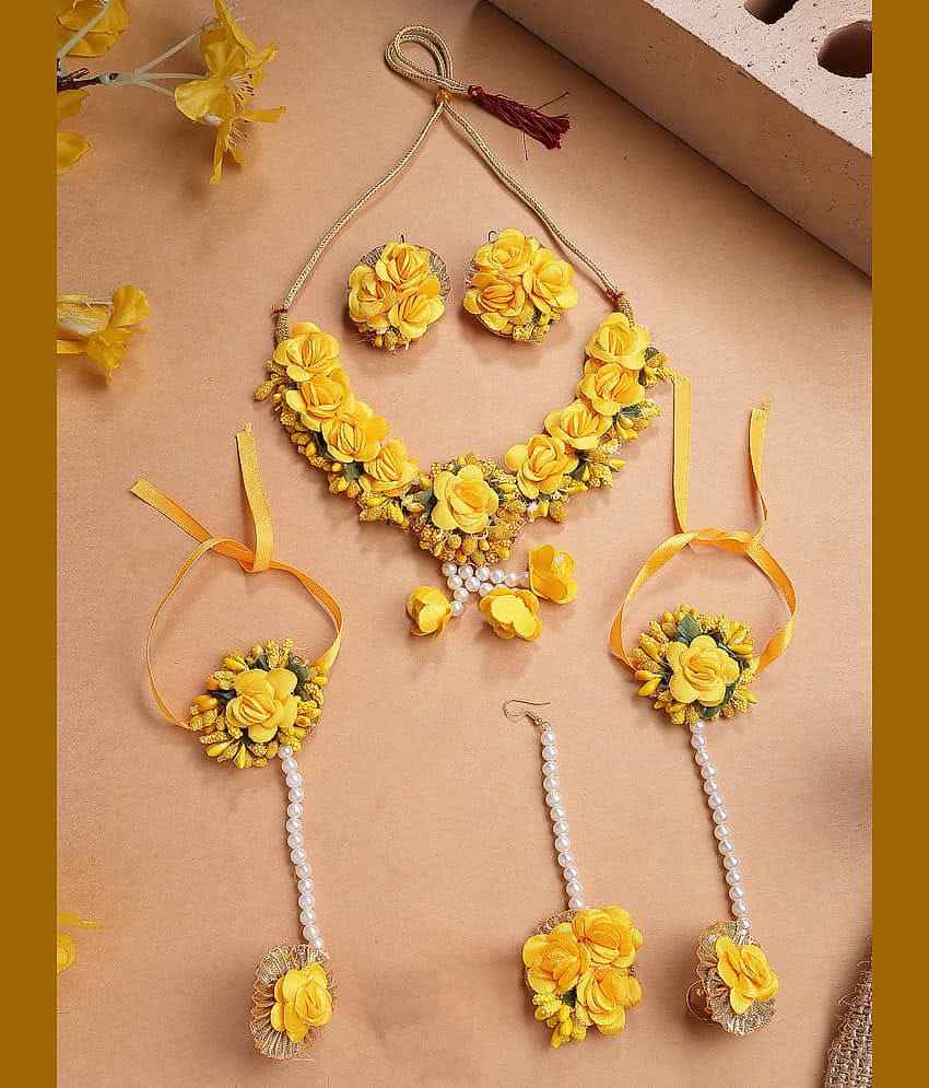 Sukkhi Yellow Alloy Necklace Set ( Pack of 1 )