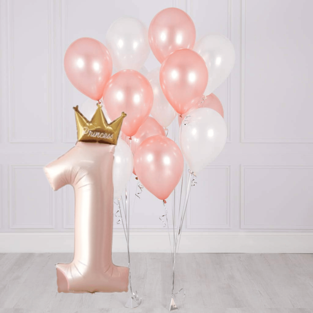 No.1 Princess Crown Balloon with Bobo & Latex Balloon