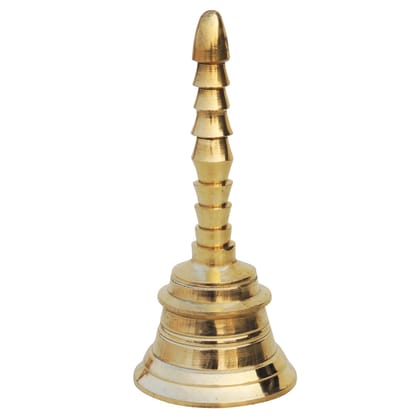 Brass Pooja Hand Bell, Salai Ghanti, Height : 4 Inch (FMAS680 C)