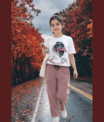 TarrenT HunT Pack of 1 Girls Cotton Blend T-shirt & Pants ( Pink )