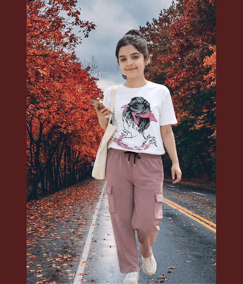 TarrenT HunT Pack of 1 Girls Cotton Blend T-shirt & Pants ( Pink )