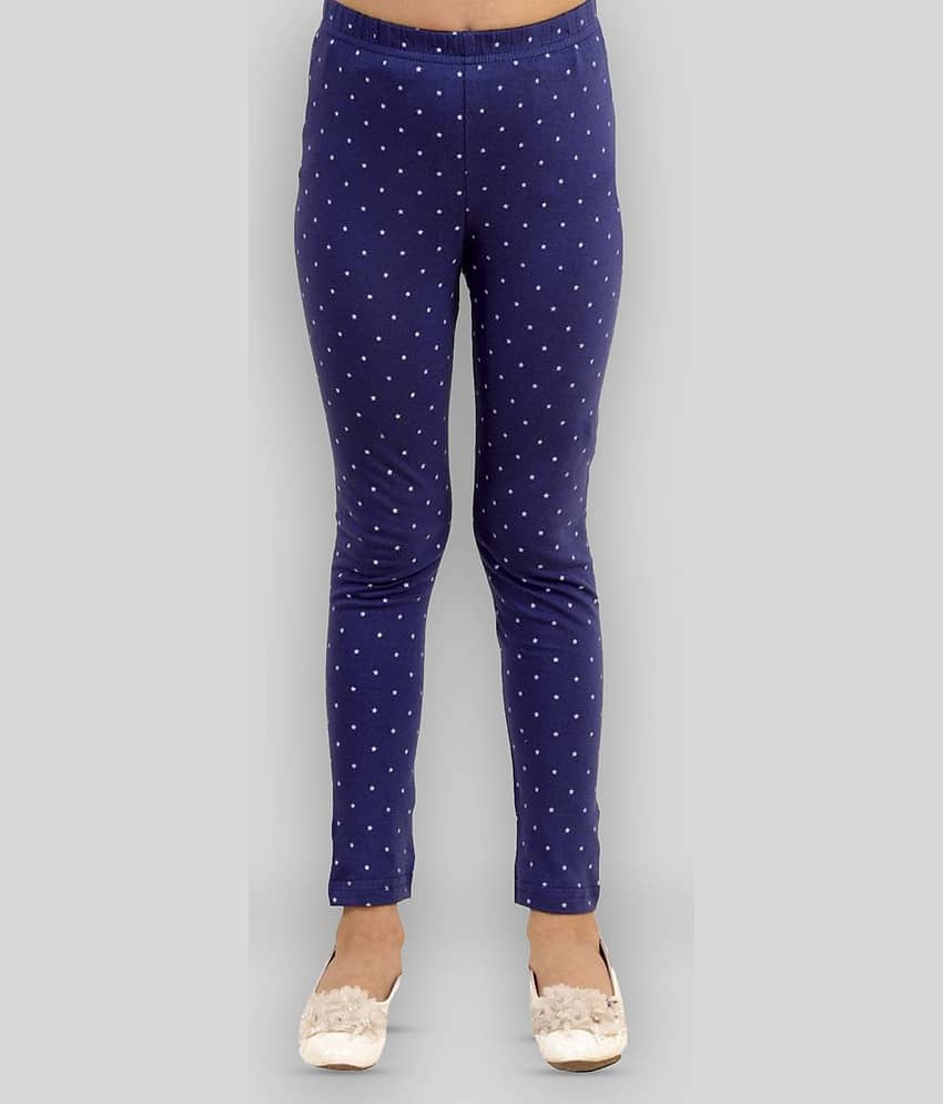 Kids Cave Pack of 1 Girls Cotton Blend Leggings ( Blue )