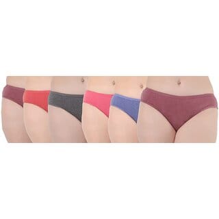 LOVING CARE Pack of 6 panty Women Bikini Multicolor Panty(BRZ0024)