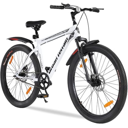Urban Terrain Galaxy Pro High Performance Steel Mountain Cycles for Men with Front Suspension & Dual Disc Brake MTB Bike 26T Single Speed | Ideal for 13+ Years, Unisex, Frame Size : 17 inch, White