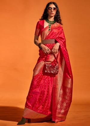 Glory Red Dual Tone Banarasi Satin Silk Saree