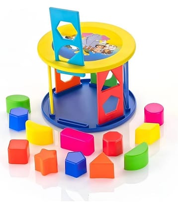RAINBOW RIDERS Shape Sorting Cylinder With 12 Shape & Different Color, Kids Activity Toys, Learning & Educational Toys For Boys Girls Age 2+ Years Plastic Multicolour (Isi Approved) (13 Pieces)