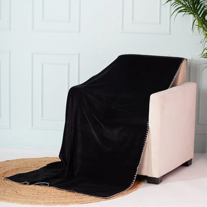 Velvet Sofa throw- Black
