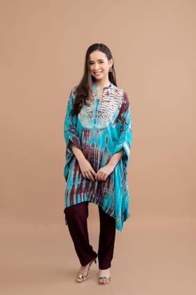 TURQUOISE BLUE SHIBORI YOKE AND TUNIC SET OF 2-XL