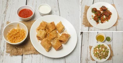 1 x Paneer Fried Rice, 1 x Veg Manchurian, 1 x Veg Spring Roll