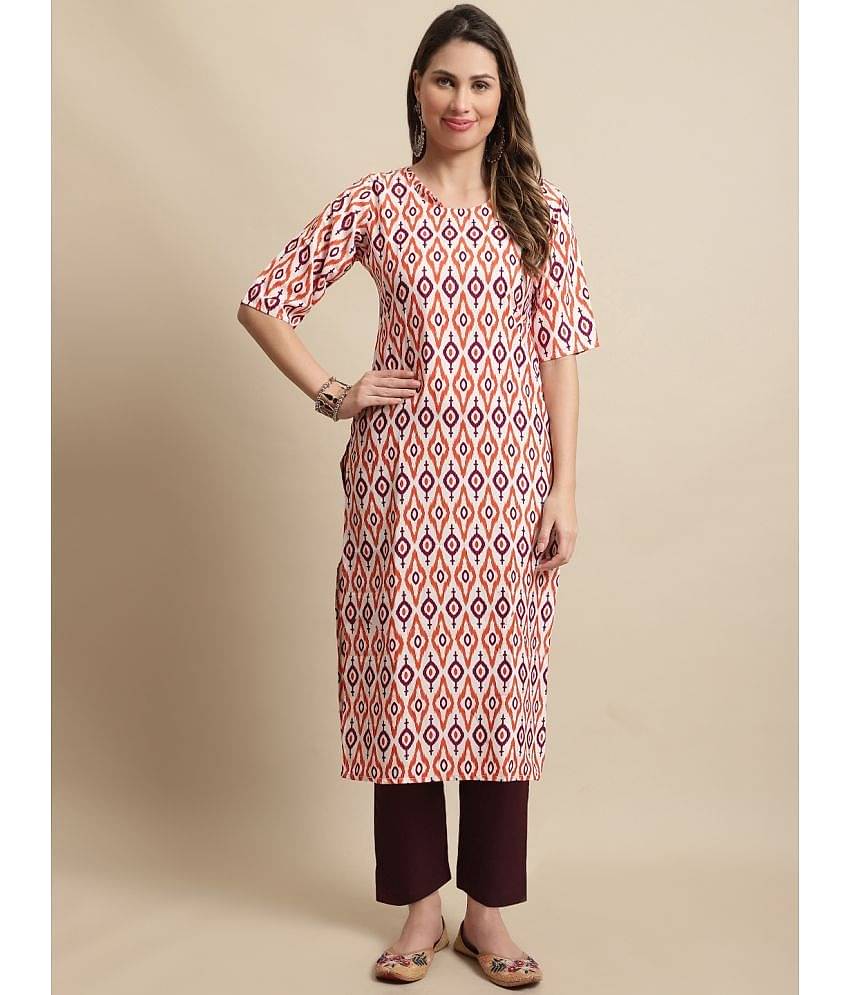 7Threads Crepe Printed Straight Women's Kurti - Multicoloured ( Pack of 1 )
