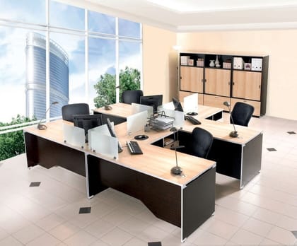 Engineered Wood Rectangular Office Staff Table, With Storage