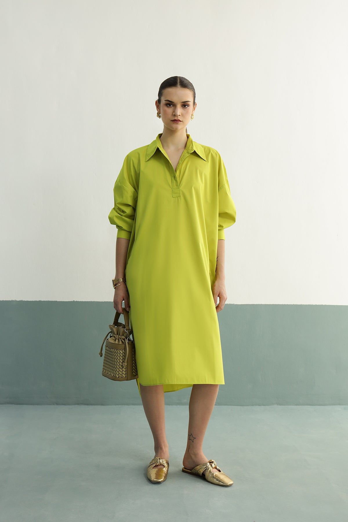 Lazy Sunday Tunic: Lime Green-XS-M
