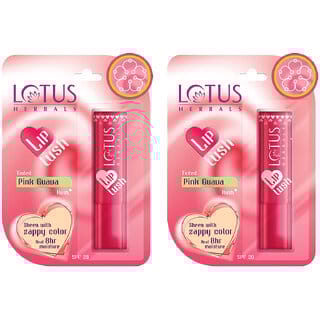 Lotus Herbals Lip Lush Tinted Lip Balm - Pink Guava Rush  Spf 20  8H Moisturisation  4G ( Pack Of 2 )