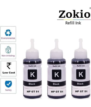zokio GT51 INK For 5810 Black Pack of 3 Cartridge for GT51 INK GT52 Gt5810, Gt5811, Gt5820, Gt5821, 310, 315, 319, 410, 415, 419