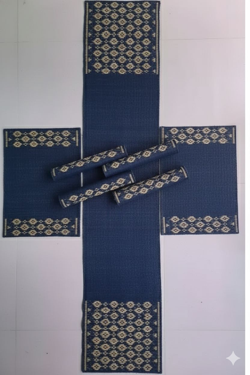 Sandhya Mat Unit Traditional Madurkathi Grass Dining Table Mat And Runner Collection