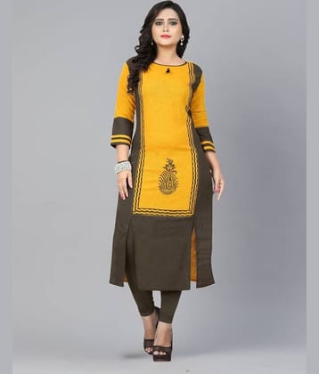 Gulmehak Pack of 1 Cotton Solid Straight Women's Kurti - ( Yellow )