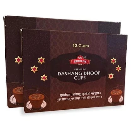 Swarajya India Premium Dashang Dhoop Cups for Pooja | Long-Lasting Fragrance | 24 Pieces | Pack of 2 (12 Cups Each)