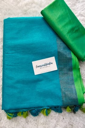 Handwoven Cotton Linen Saree
