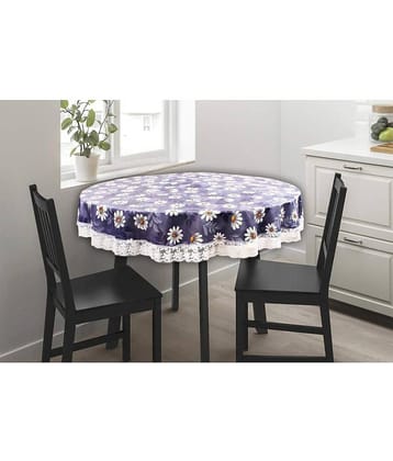 Printed PVC 4 Seater Round Table Cover ( 152 x 152 ) cm Pack of 1 Blue