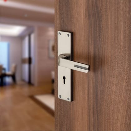 BUCKLER Zinc Alloy-4068-Silver 8 Inch Mortise Handle set-70MM Double Turn Bullet Lock (Black Silver)