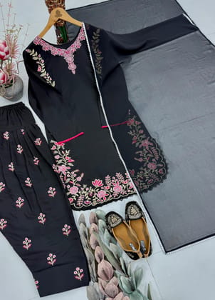 Heavy Roman Silk Suit Set for Festive Wear