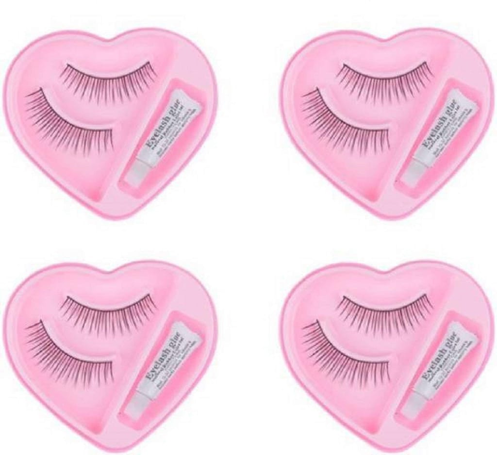Elecsera Black Long False Eyelashes With Glue for Pretty Eye Makeup Combo Pack Of 4 - Makeup - Eyes | Buy online on ZillyBuy