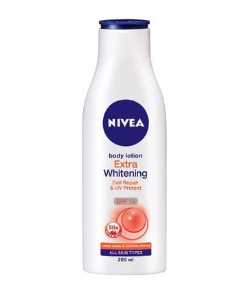 Nivea Body Lotion, Extra Whitening Cell Repair SPF 15, For All Skin Types, 200 ml