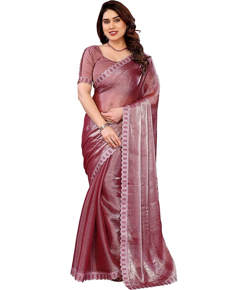 ANAND SAREES Zimmy Choo Solid Saree With Unstitched Blouse Piece ( Sky Blue )