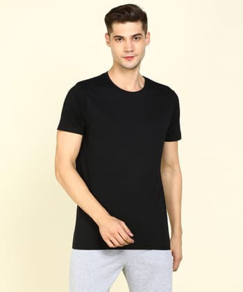 Men Half sleeve Solid Tshirt-S / Black